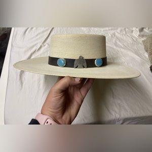 Western flat brim, palm leaf hat